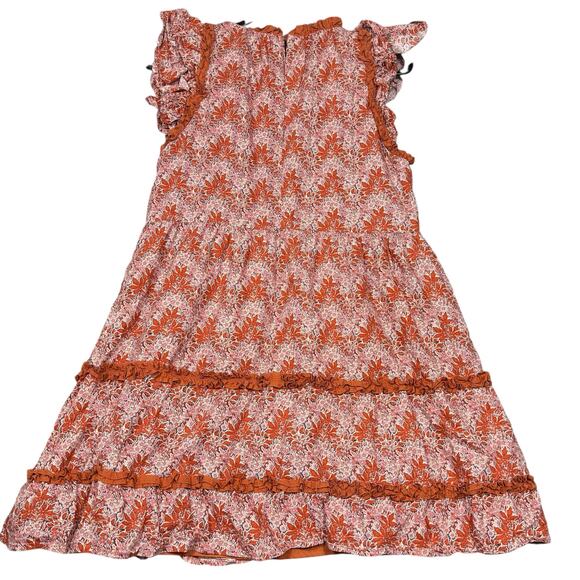 Staccato Rust Orange Floral Ruffle Sleeve Tiered Dress Size M - Picture 3 of 6